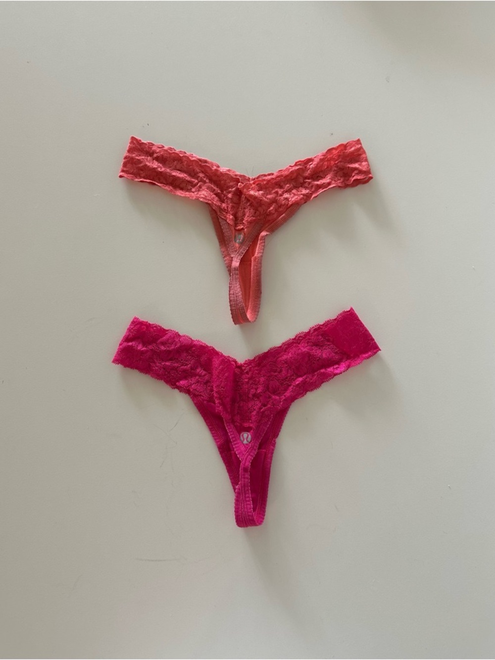 Vintage Y2K Lululemon Lace Thong Panties Bundle Pink S Logo Low Rise Cotton